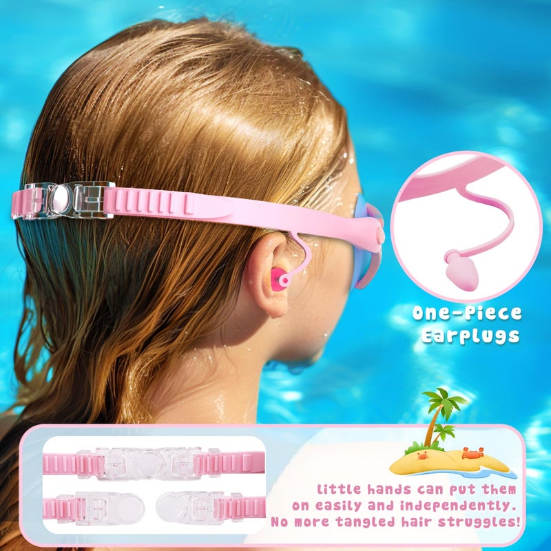 COOLOO Kids Swim Goggles 2 Pack Swimming Goggles Anti-Fog UV Protection Wide View Waterproof Kids Goggles for Boys Girls 3-15 - Image 5